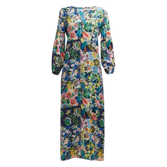 Johnny Was Puff Sleeve Maxi Dress Swim Cover Up Layla Print Size XS - Picture 13 of 13